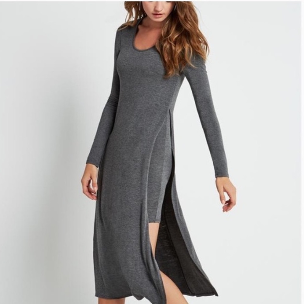 NWT BCBGeneration long split charcoal gray dress
